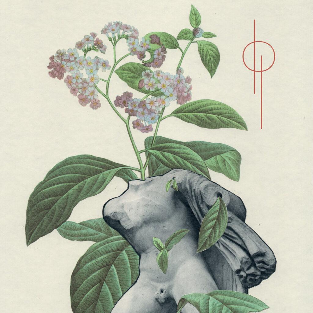 Album art. A Greek statue with its head and arms broken off. It’s surrounded by a large plant with green leaves wrapping around it, and it looks like the flowers of the plant are sprouting from its neck. The statue is nude and its junk has been snapped off as well. To the side, a red circle has two red lines drawn through it. 