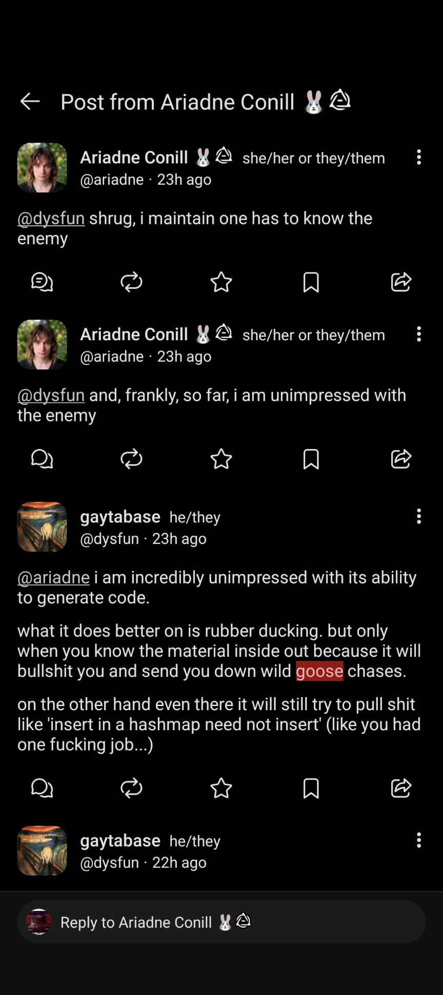the filtered message contained the word goose