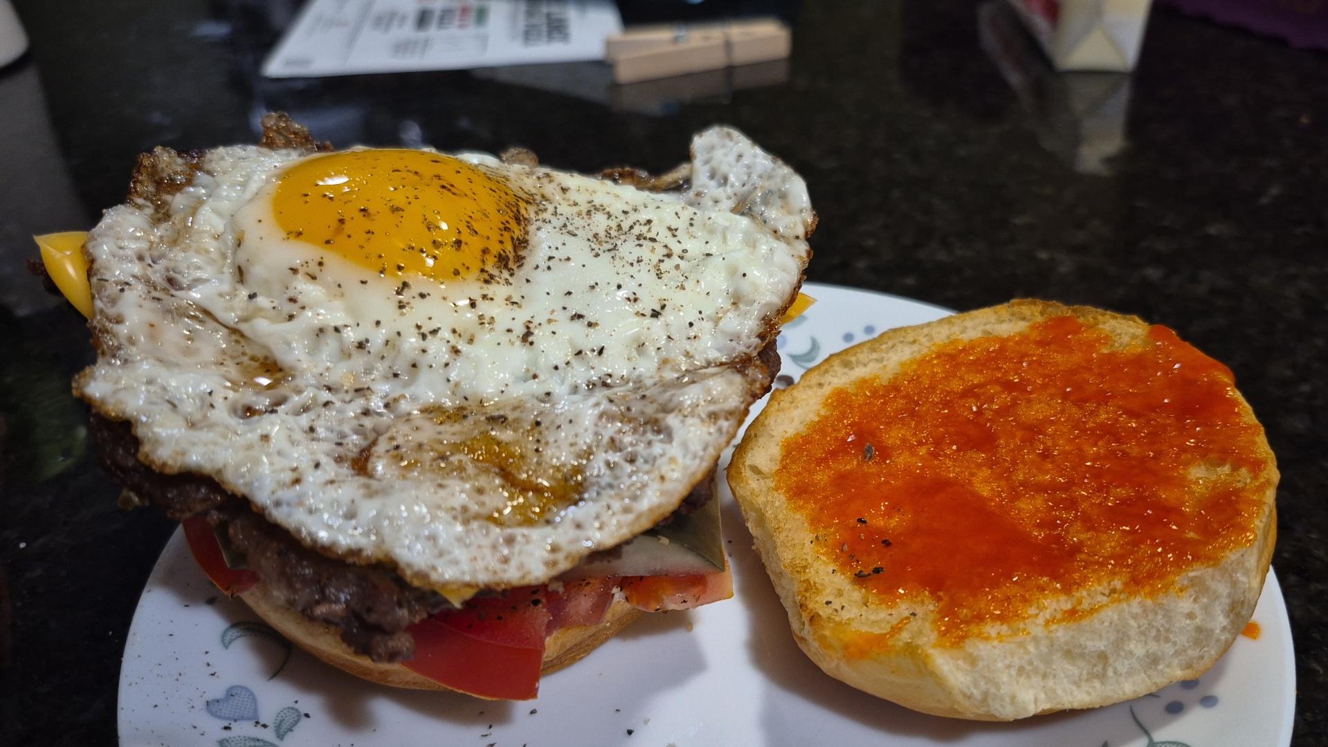 a combination burger/ breakfast sando