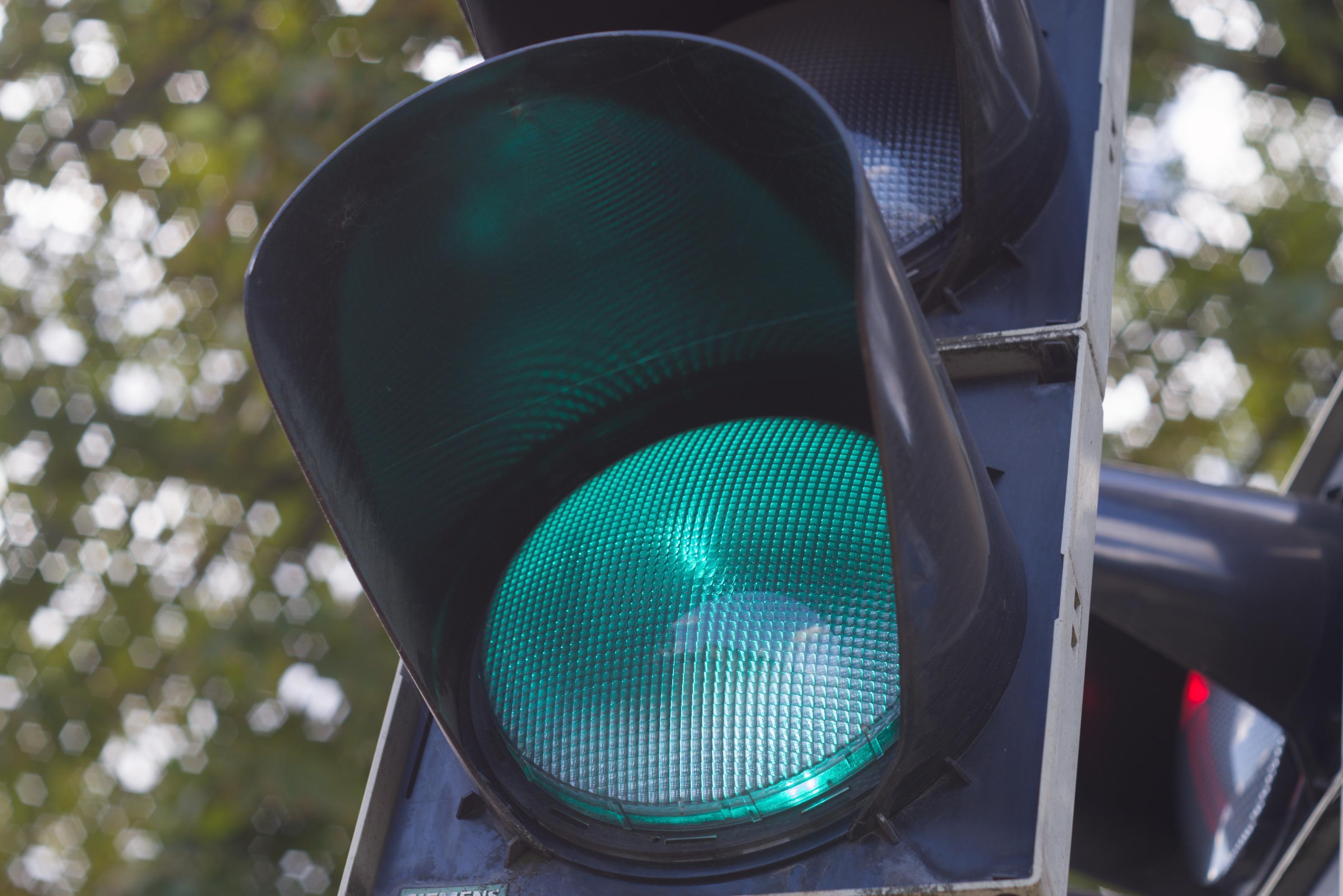 A German Traffic Light, Real close so you can see the dots it's made up of